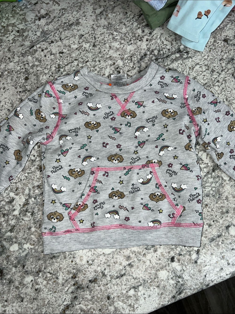 Nickelodeon Grey Pullover with Pink Stitching and Character Print